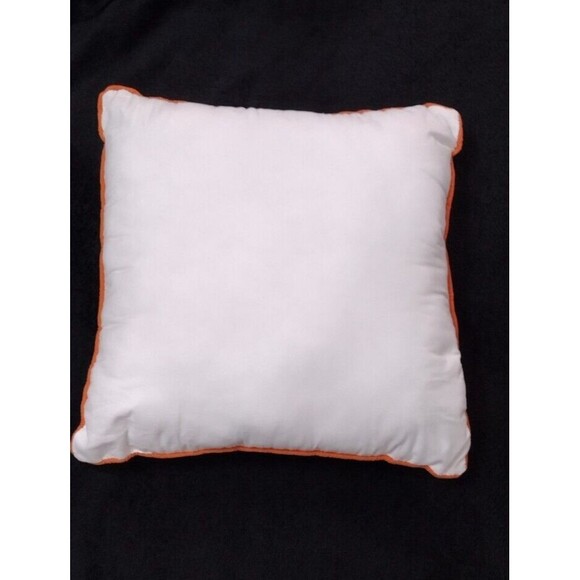 Decorative Throw Pillow Square Geometric White Gold Orange Trimmed Decor - Picture 4 of 7